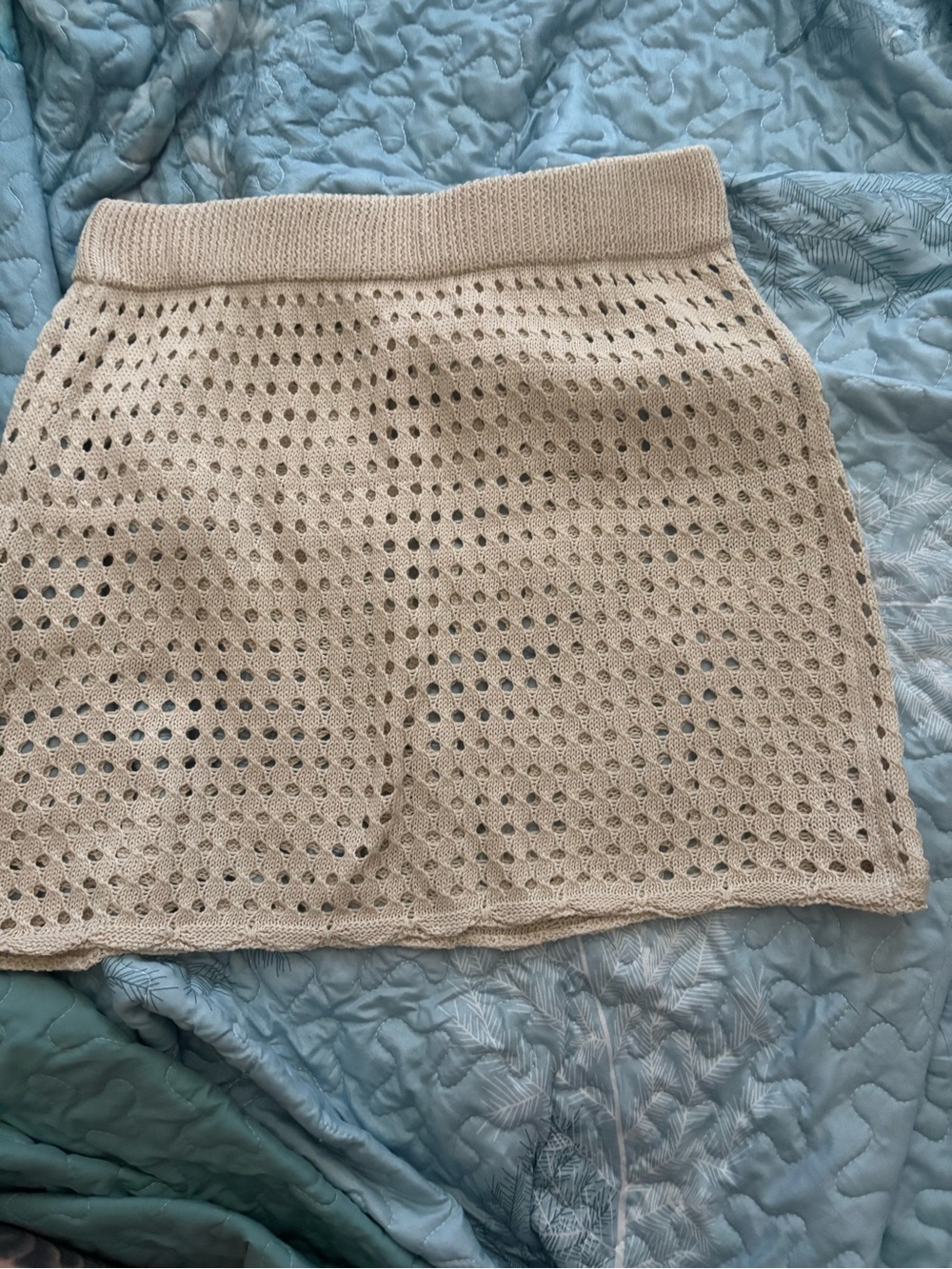 NWT Beige Eyelet Knit Mini Skirt - Women